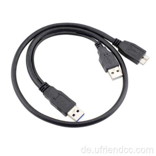 Splitter Micro USB-3.0-Kabel Dual USB-A-männliches Kabel